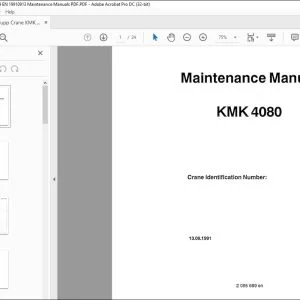 Krupp Crane KMK 4080 Maintenance Manual 2 085 669 - PDF DOWNLOAD