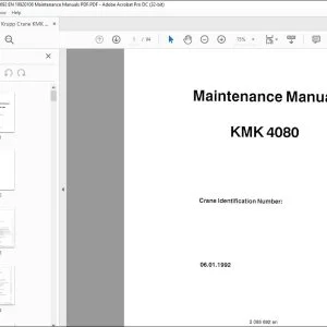 Krupp Crane KMK 4080 Maintenance Manual 2085692 - PDF DOWNLOAD