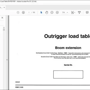 Krupp Crane KMK 5160 Boom extension Outrigger Load Table Manual - PDF DOWNLOAD