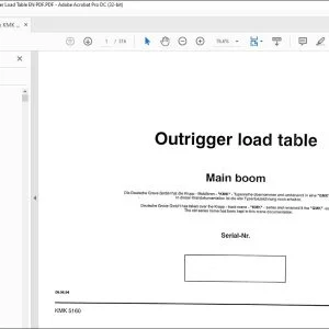 Krupp Crane KMK 5160 Main boom Outrigger Load Table Manual - PDF DOWNLOAD