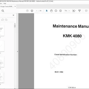 Krupp Crane КМК 4080 Maintenance Manual 2085692 - PDF DOWNLOAD