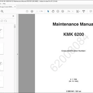 Krupp Crane КМК 6280 Maintenance Manual 2085941_531 - PDF DOWNLOAD