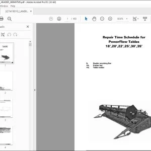 Laverda EU Harvesting 18' 20' 22' 25' 30' 35' PowerFlow Tables Repair Time Schedule Manual - PDF DOWNLOAD