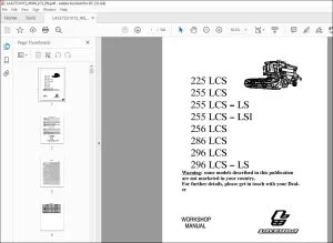 Laverda EU Harvesting 225LCS 255LCS 255LCS-LS 255LCS-LSI 256LCS 286LCS 296LCS 296LCS-LS Workshop Manual L3272313 - PDF DOWNLOAD
