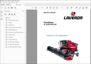 Laverda EU Harvesting AL QUATTRO EVO Combines Operator's Manual SN ZN205530_03000126 - PDF DOWNLOAD