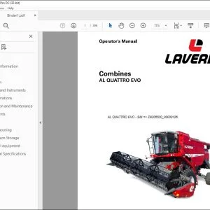 Laverda EU Harvesting AL QUATTRO EVO Combines Operator's Manual SN ZN205530_03000126 - PDF DOWNLOAD