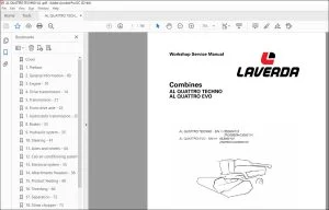 Laverda EU Harvesting AL QUATTRO TECHNO AL QUATTRO EVO Combines Workshop Service Manual - PDF DOWNLOAD