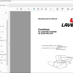 Laverda EU Harvesting AL QUATTRO TECHNO AL QUATTRO EVO Combines Workshop Service Manual - PDF DOWNLOAD