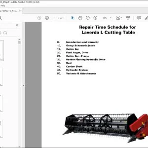 Laverda EU Harvesting L Cutting Table Repair Time Schedule Manual LA327396010 - PDF DOWNLOAD