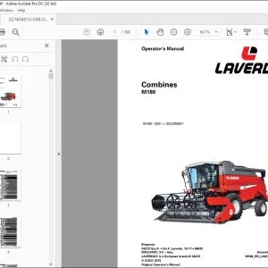 Laverda EU Harvesting M180 Combines Operator's Manual LA327434010 - PDF DOWNLOAD