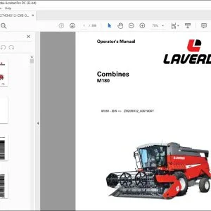 Laverda EU Harvesting M180 Combines Operator's Manual LA327434012 - PDF DOWNLOAD