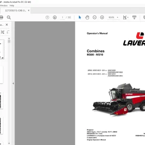 Laverda EU Harvesting M300 M300 MCS M310 M310 MCS Combine Series Operator's Manual 327305015 - PDF DOWNLOAD