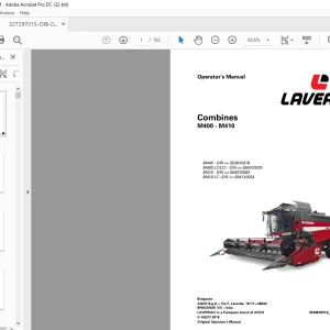 Laverda EU Harvesting M400 M400 LC LCI M410 M410 LC Combines Operator's Manual(327297015) - PDF DOWNLOAD