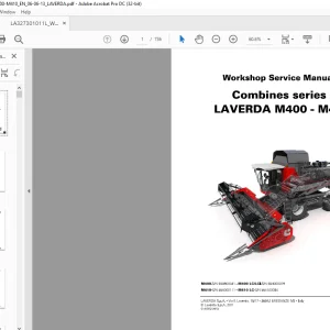 Laverda EU Harvesting M400 M400 LC LCI M410 M410 LC Combines series Workshop Service Manual(LA327301011L)- PDF DOWNLOAD