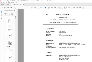 Liebherr D934 A7 SCR D936 A7 SCR D946 A7 SCR Diesel Engine Operator's Manual 2011030001 - 2011040001 - PDF DOWNLOAD