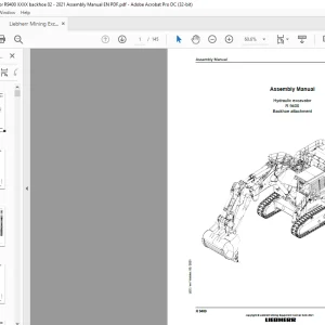 Liebherr R 9400 Backhoe Attachment Hydraulic Excavator Assembly Manual  - PDF DOWNLOAD