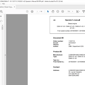 Liebherr D934 A7-03 D944 A7-03 D936 A7-03 D946 A7-03 Diesel Engine Operator's Manual 2015030001 - 2015040001 - PDF DOWNLOAD