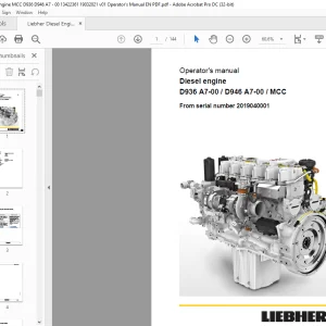 Liebherr D936 A7-00 D946 A7-00 MCC Diesel Engine Operator's Manual 2019040001 - PDF DOWNLOAD