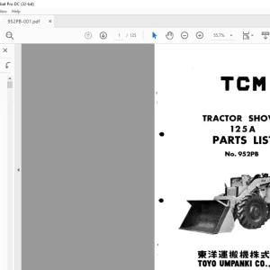 TCM 125A Tractor Shovel Parts List Manual 952PB - PDF DOWNLOAD