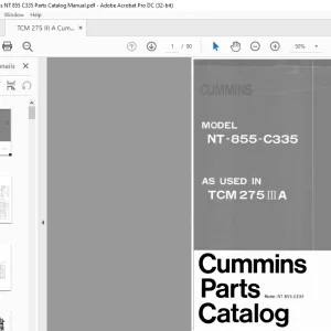 TCM 275 III A Cummins NT 855 C335 Parts Catalog Manual - PDF DOWNLOAD
