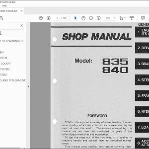 TCM 835 840 Wheel Loader Shop Manual - PDF DOWNLOAD