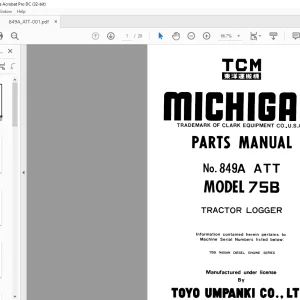 TCM 849A ATT Tractor Logger Parts Manual - PDF DOWNLOAD