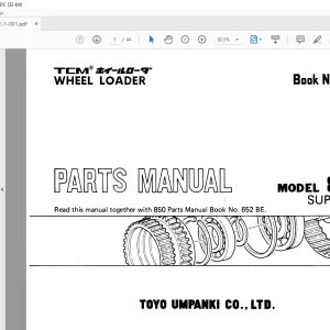TCM 850 Supplement Wheel Loader Parts Manual 652BE-1 - PDF DOWNLOAD