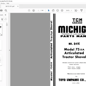 TCM Articulated TRACTOR SHOVEL 75IIIA PARTS MANUAL 841E - PDF DOWNLOAD