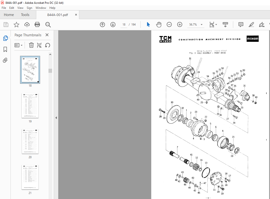 TCM Articulated TRACTOR SHOVEL 75IIIAN PARTS MANUAL 844A - PDF DOWNLOAD ...