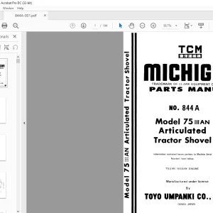TCM Articulated TRACTOR SHOVEL 75IIIAN PARTS MANUAL 844A - PDF DOWNLOAD