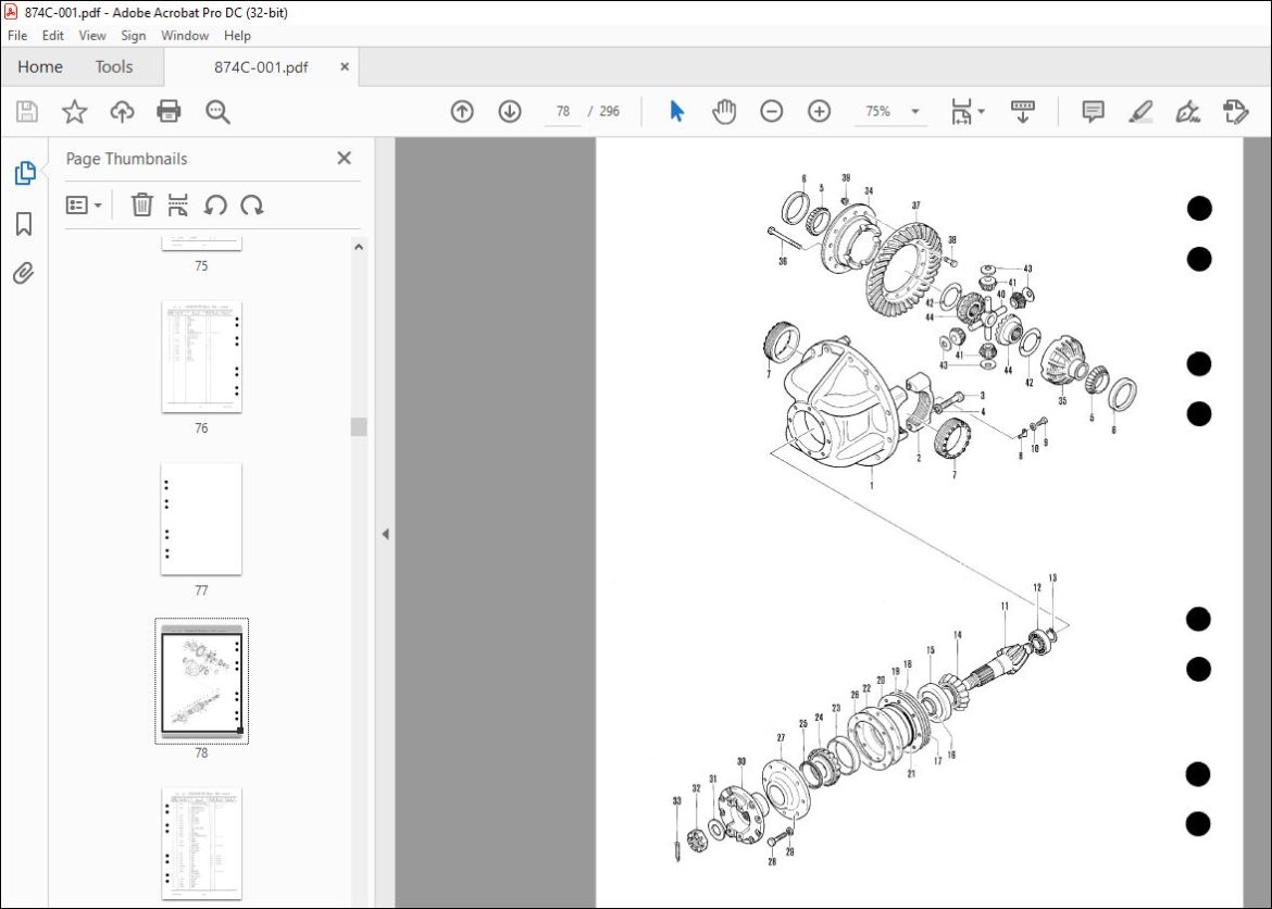 TCM Clark 175BM Tractor Shovel Parts Manual 874C - PDF DOWNLOAD ...