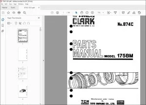 TCM Clark 175BM Tractor Shovel Parts Manual 874C - PDF DOWNLOAD