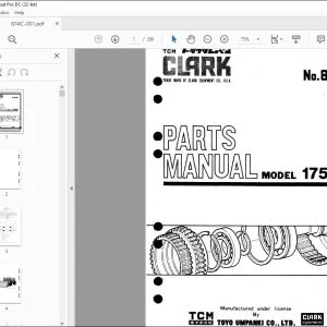 TCM Clark 175BM Tractor Shovel Parts Manual 874C - PDF DOWNLOAD