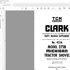 TCM Clark 275B Tractor Shovel (Supplement) Parts Manual 425A - PDF DOWNLOAD
