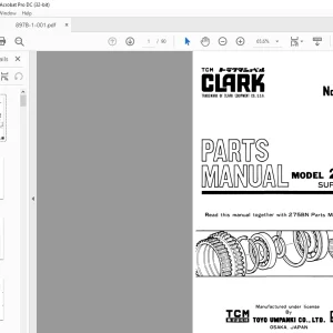 TCM Clark 275BN (Supplement) Parts Manual 897B-1 - PDF DOWNLOAD