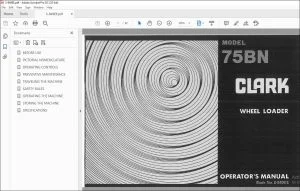 TCM Clark 75BN Wheel Loader Operator's Manual S-849EE - PDF DOWNLOAD