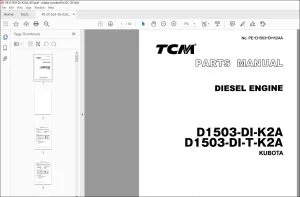 TCM KUBOTA D1503-DI-K2A D1503-DI-T-K2A Diesel Engine Parts Manual PE-D1503-DI-K2AA - PDF DOWNLOAD