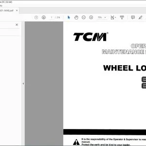 TCM E804-2 E806-2 Wheel Loader Operation & Maintenance Manual OW-601-MAE - PDF DOWNLOAD