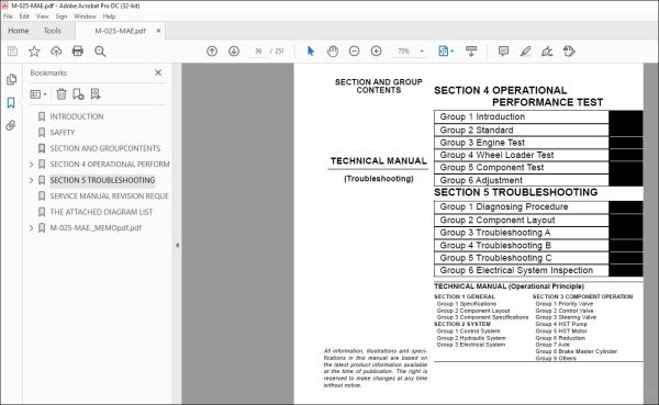 TCM E820-3 Wheel Loader Troubleshooting Technical Manual M-025-MAE ...