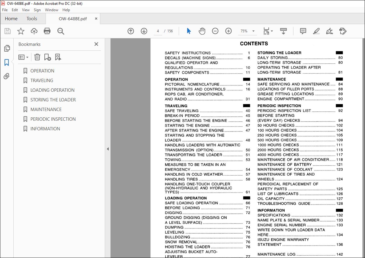 TCM L20-2 Wheel Loader Operation & Maintenance Manual OW-648BE - PDF ...