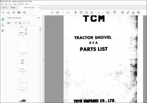 TCM Tractor Shovel 85A Parts List Manual - PDF DOWNLOAD