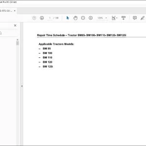 Valtra BM85 BM100 BM110 BM120 BM125i Tractor Repair Time Schedule Manual - PDF DOWNLOAD