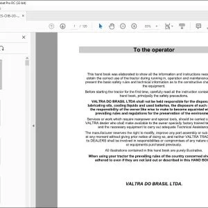 Valtra SA Tractor BM BM85 BM100 BM110 BM125i Operator's Manual 85134300 - PDF DOWNLOAD