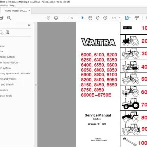 Valtra Tractor 6000 6100 6200 6250 6300 6400 8100 8050 8150 8450 8550 8750 8950 6600E-8750E Service Manual - PDF DOWNLOAD
