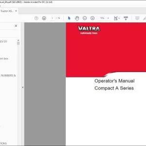 Valtra Tractor Compact A Series A53-A73 Operator's Manual - PDF DOWNLOAD