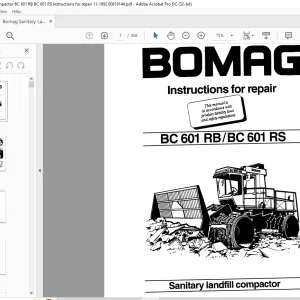 Bomag BC 601 RB BC 601 RS Sanitary landfill compactor Instruction For Repair Manual 00819144 - PDF DOWNLOAD