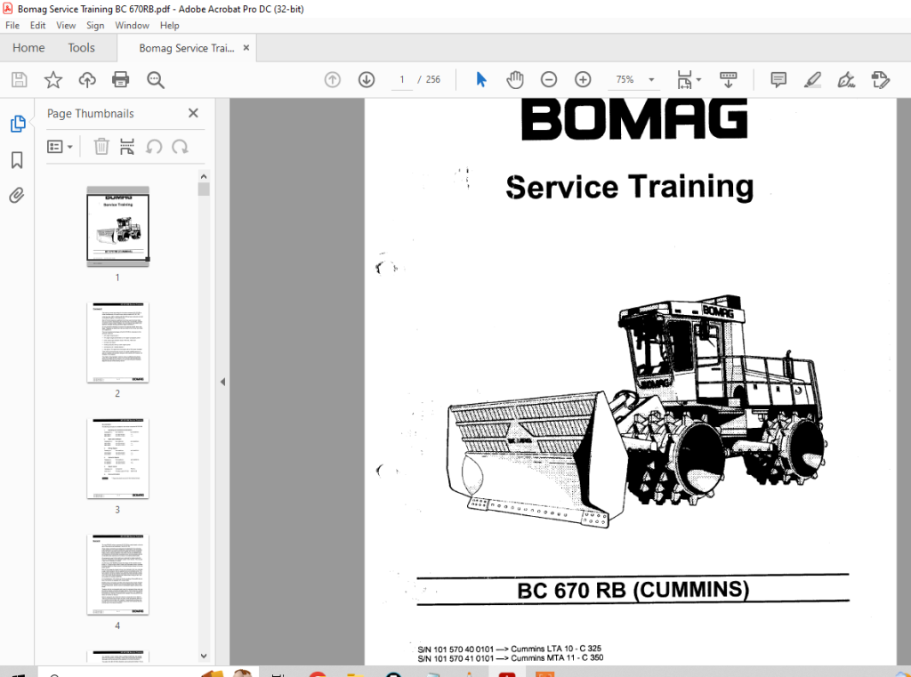 Bomag BC 670 RB (CUMMINS) Service Training Manual 00809842 - PDF ...