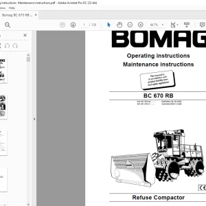 Bomag BC 670 RB Refuse Compactor Operating instructions Maintenance instructions Manual 00816061 - PDF DOWNLOAD