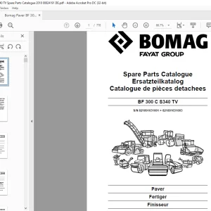 Bomag BF 300 C S340 TV Paver Spare Parts Catalogue Manual 00824191 - PDF DOWNLOAD