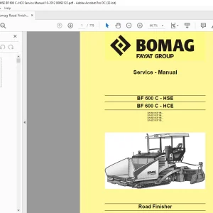 Bomag BF 600 C - HSE BF 600 C - HCE Road Finisher Service Manual 00892122 - PDF DOWNLOAD